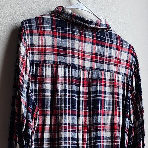 Charlotte Russe Black/Red Plaid Flannel Button Down Shirt Size XL - Picture 11 of 15